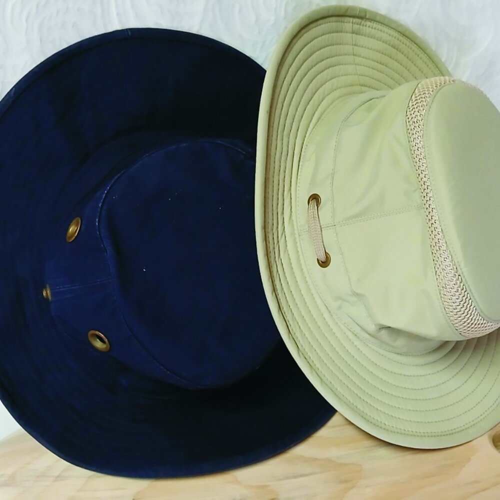 2 Tilley Hat (s) Navy Blue and Light Green size 7 1/8 - Picture 1 of 5
